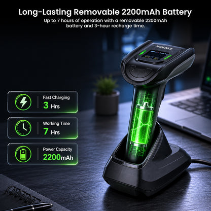 Luckydoor DS220DT Cordless 2D Barcode Scanner with Digital Display