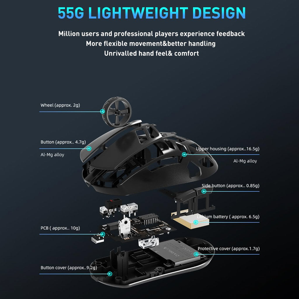 DAREU A950 Pro Magnesium Alloy 4K Tri Mode Wireless Gaming Mouse
