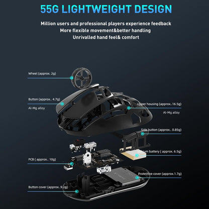 DAREU A950 Pro Magnesium Alloy 4K Tri Mode Wireless Gaming Mouse