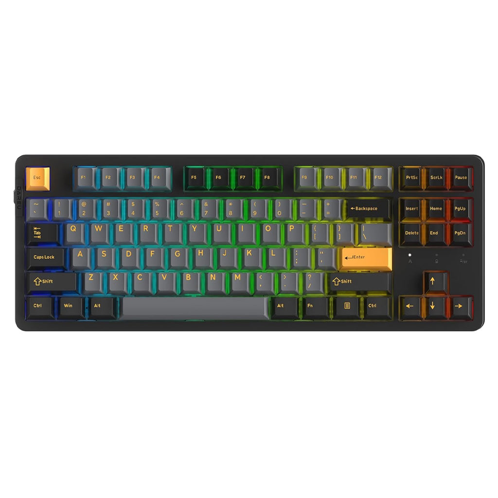 DAREU EK87Pro RGB Mechanical Gaming Keyboard in black color variant with 80% layout and vibrant backlit keys for immersive gameplay.