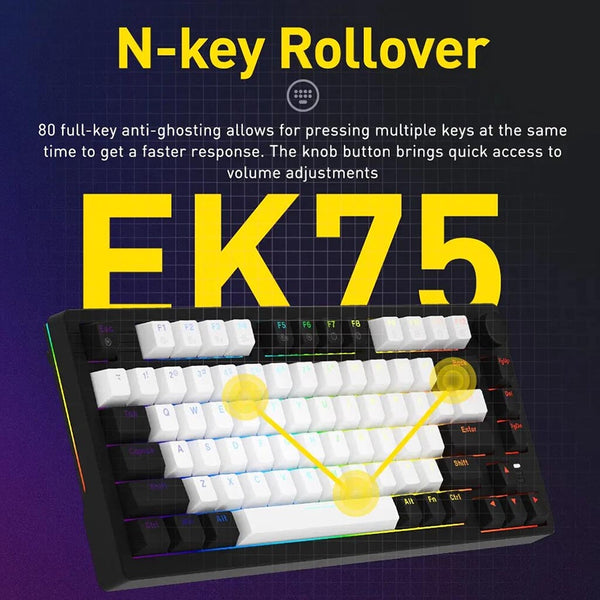 DAREU – EK75 Rainbow Wired Gaming Keyboard with 75% TKL layout - 7