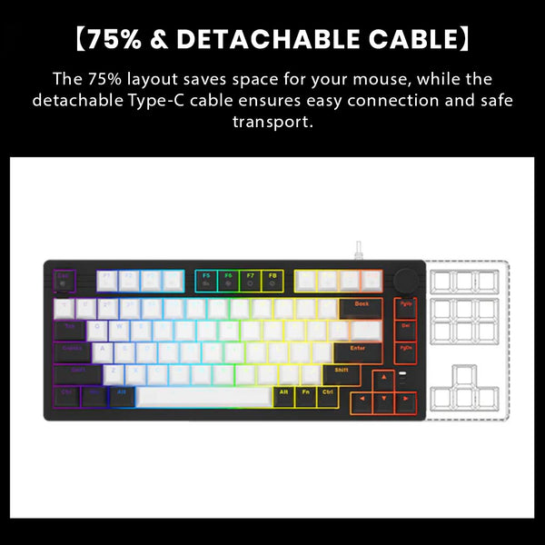 DAREU – EK75 Rainbow Wired Gaming Keyboard with 75% TKL layout - 9