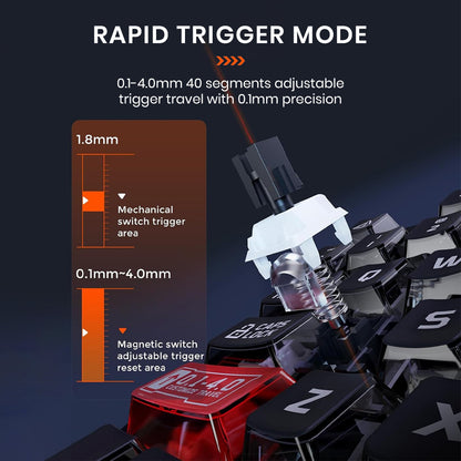 DAREU EK75RT keyboard with rapid trigger mode and 0.1mm precision adjustable travel for ultra-responsive keypresses.