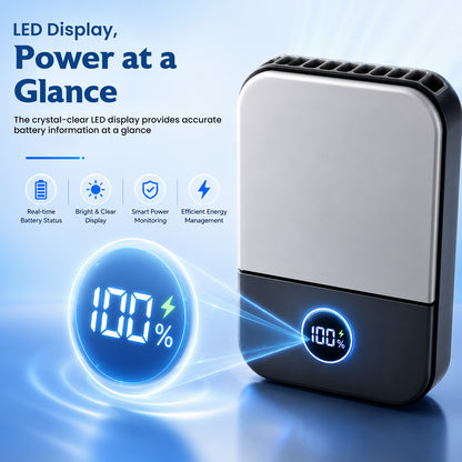 DQ205 Portable Neck Fan with LCD Display Rechargeable & 3-Speed Airflow