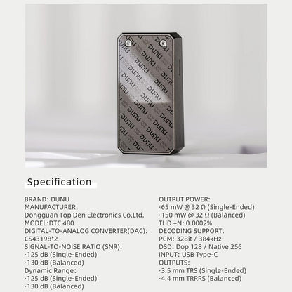 DUNU - DTC480 CS43198 Portable Flagship DAC/Amp for IEM