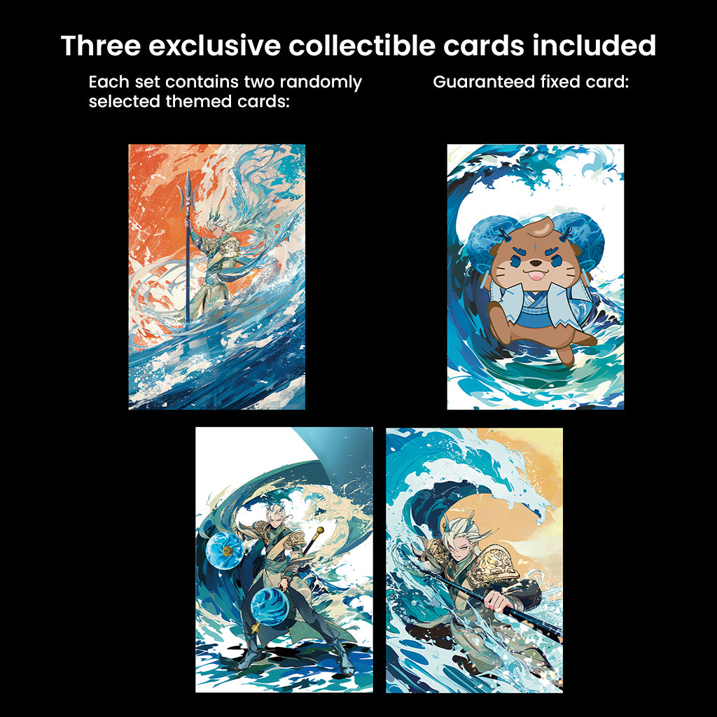 Three collectible themed cards included with DUNU DN 142 IEMs, featuring exclusive artwork and one guaranteed fixed design per set.