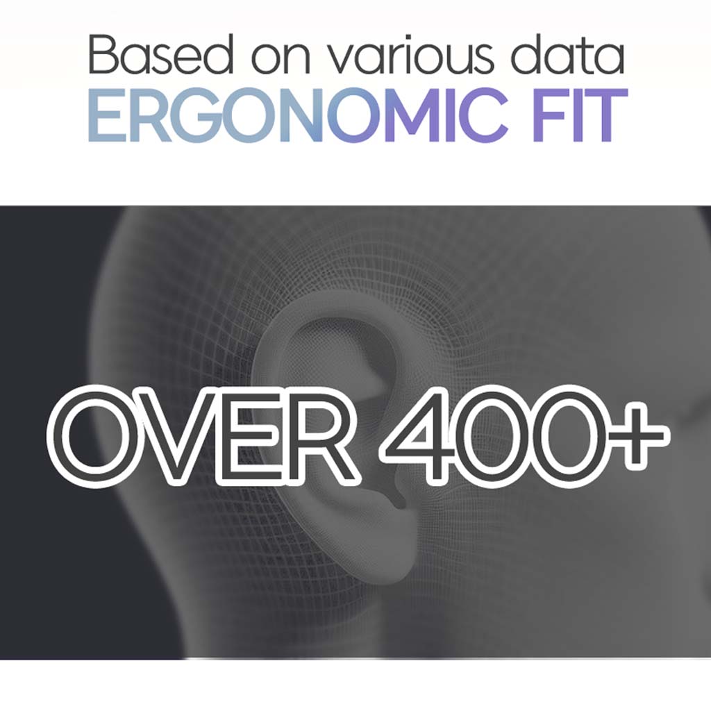 Divinus Prism eartips designed with ergonomic fit based on data from over 400 users for optimal comfort and performance.