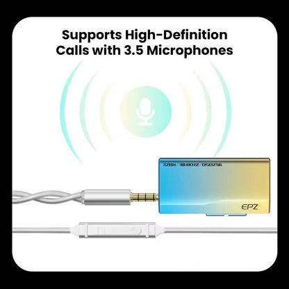 EPZ TP35 PRO DAC Amp supports high-definition calls with 3.5mm microphones, ideal for creators and professionals.