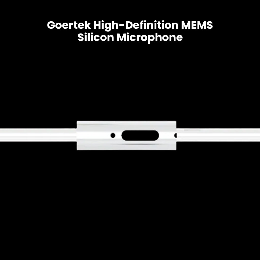 Close-up of Goertek high-definition MEMS silicon microphone used in EarAcoustic Audio x Zkaaai In-Ear Monitor for crystal-clear voice capture.