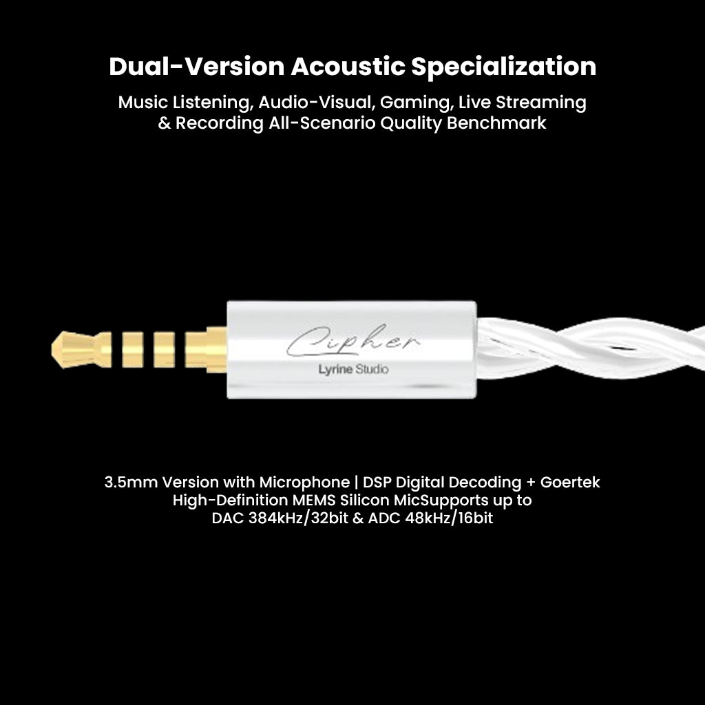 3.5mm version of EarAcoustic Audio x Zkaaai In-Ear Monitor with DSP digital decoding and high-definition MEMS microphone for versatile use.