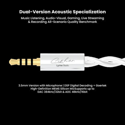 3.5mm version of EarAcoustic Audio x Zkaaai In-Ear Monitor with DSP digital decoding and high-definition MEMS microphone for versatile use.