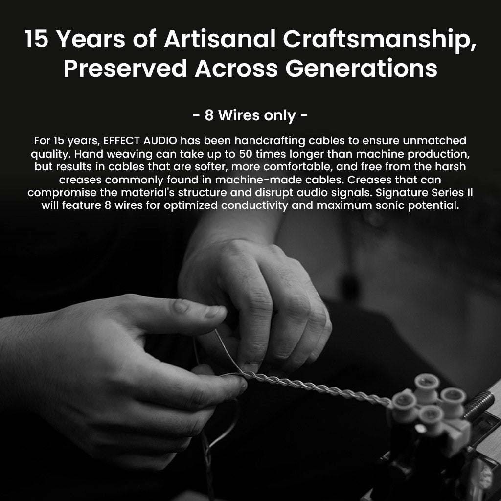 Effect Audio celebrates 15 years of craftsmanship with handwoven 8-wire Ares S II × Cadmus II Upgrade Cable for superior audio quality.