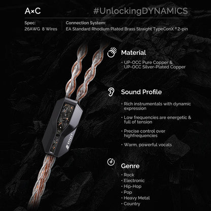 Effect Audio- Ares S II × Cadmus II Upgrade Cable material and genre compatibility, ideal for dynamic music with warm, powerful vocals.