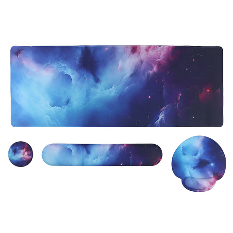 TECPHILE – Ergonomic Gel Mouse Pad, Keyboard Wrist Support, Coaster & Desk Mat Set Galaxy Design