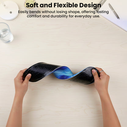 Flexible and soft TECPHILE wrist support in galaxy design, demonstrating bendability and durability for daily use.