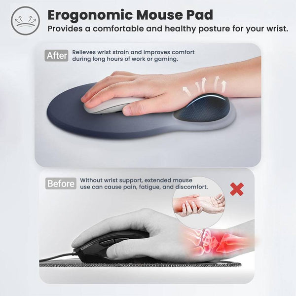TECPHILE – Ergonomic Silicone Gel Mouse Pad with Wrist Rest, Non-Slip Base - 7