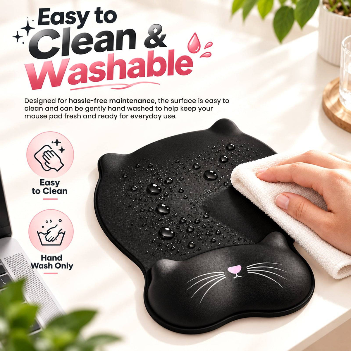 TECPHILE – Ergonomic Cat Style Mouse Pad with Wrist Rest