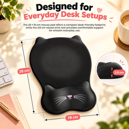TECPHILE – Ergonomic Cat Style Mouse Pad with Wrist Rest
