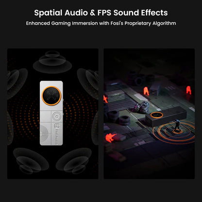 FOSI AUDIO – DS3 Portable DAC/Amp with spatial audio and FPS sound effects, enhancing gaming immersion using proprietary sound algorithms.