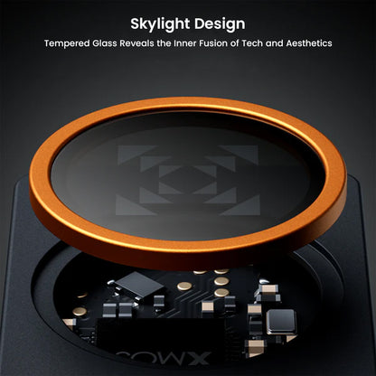 FOSI AUDIO – DS3 Portable DAC/Amp features a skylight design with tempered glass, showcasing internal components for a tech-inspired aesthetic.