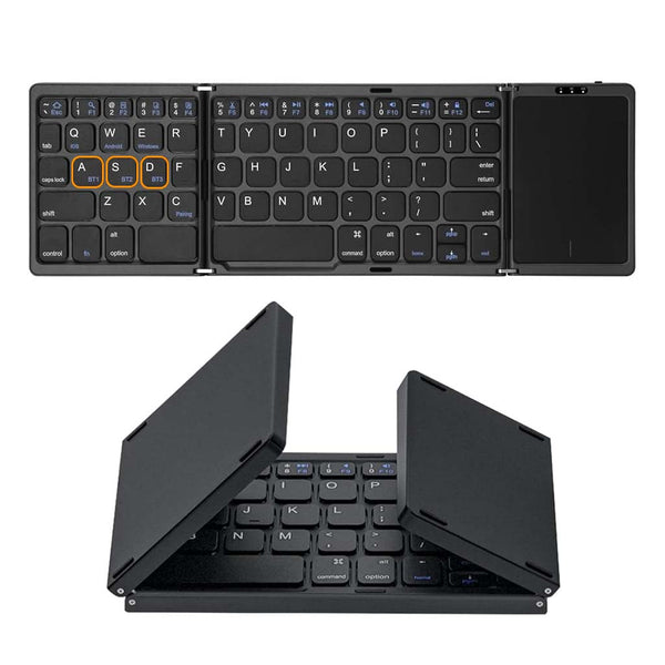 B089T Tri Fold Foldable Bluetooth Keyboard with Touchpad - 1