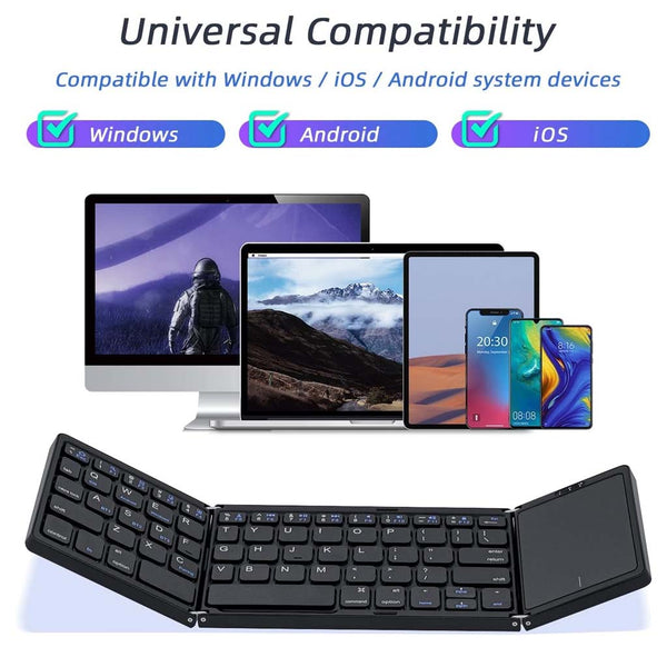 B089T Tri Fold Foldable Bluetooth Keyboard with Touchpad - 2