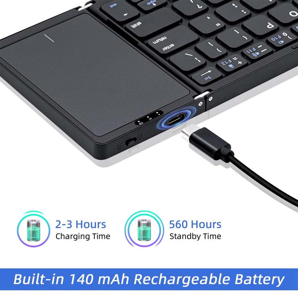 B089T Tri Fold Foldable Bluetooth Keyboard with Touchpad - 5