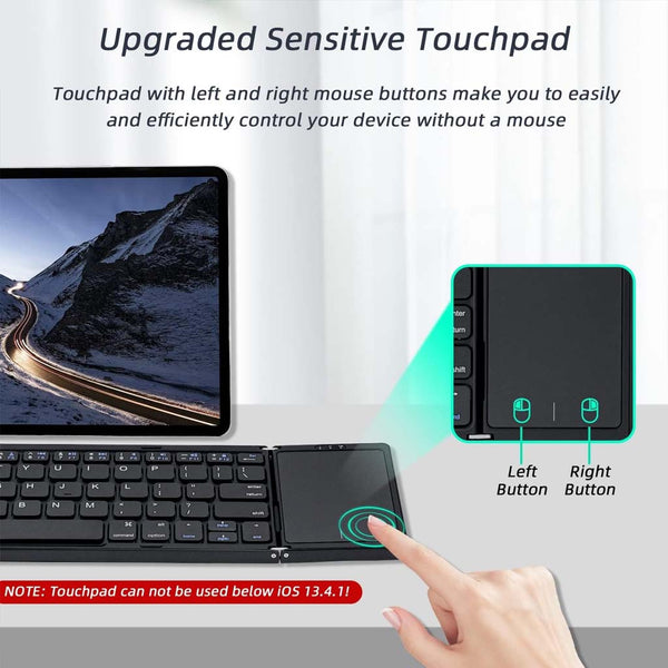 B089T Tri Fold Foldable Bluetooth Keyboard with Touchpad - 6