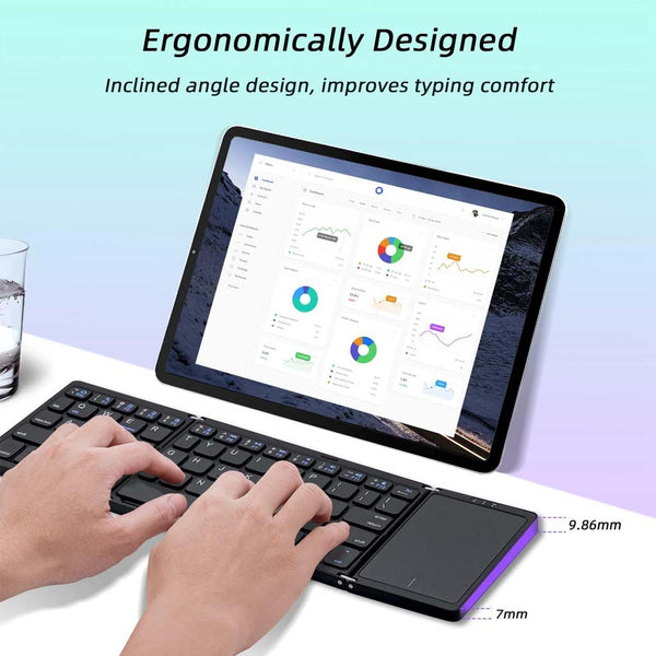 B089T Tri Fold Foldable Bluetooth Keyboard with Touchpad - 8