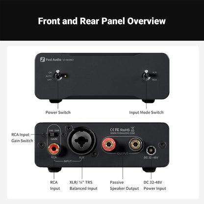 Fosi Audio V3 Mono 240W Power Amplifier for Home Audio Speakers