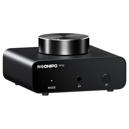 NEOHIPO TP10 Phono Preamp & Headphone Amp with sleek black aluminum body and front control knob for high-fidelity audio performance.