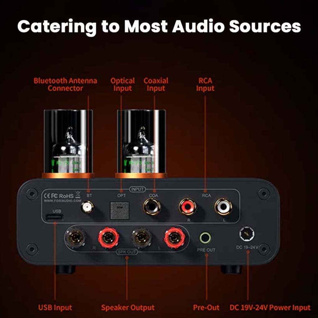 Fosi Audio - MC331 Tube Integrated Bluetooth Amplifier with DAC