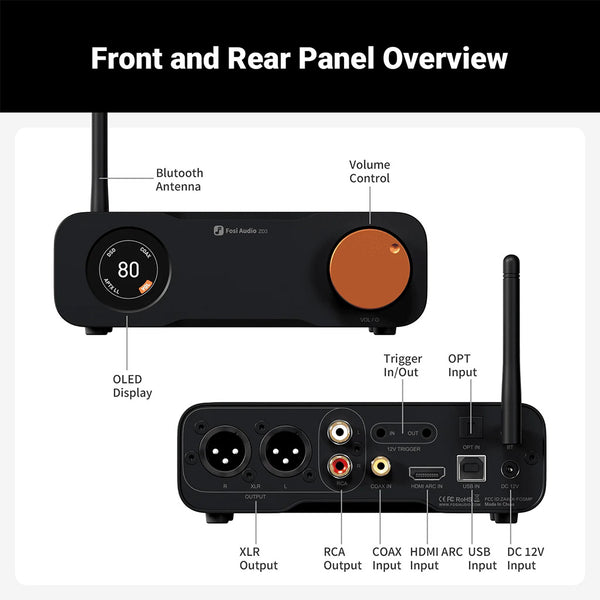 Fosi Audio ZD3 Fully Balanced Desktop DAC with Preamp Functionality - 7