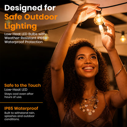 G40 Outdoor String Lights 50ft Decorative 24V Light Dimmable with Remote