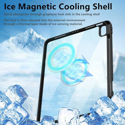 Ice magnetic cooling shell with graphene heat sink for iPad Pro 12.9 inch 2022 keyboard case, enhancing thermal dissipation.