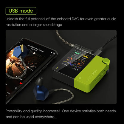 HiBy W4 DAC amp in USB mode unlocks full DAC potential for enhanced audio resolution and immersive soundstage with wired connections.