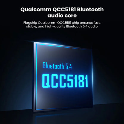 HiBy W4 Bluetooth amplifier powered by Qualcomm QCC5181 chip for fast, stable Bluetooth 5.4 audio streaming and high-quality wireless performance.