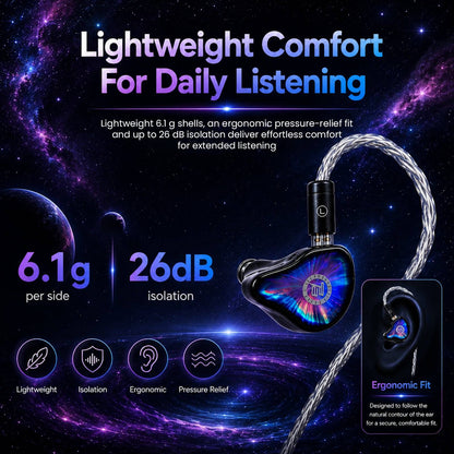 JUZEAR x KOTO Nebula 1DD + 3BA + 1Planar Hybrid Drivers IEMs