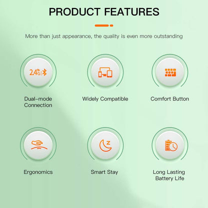 KB2858 Green Wireless Combo features dual-mode connection, ergonomic design, and long battery life for efficient multitasking.