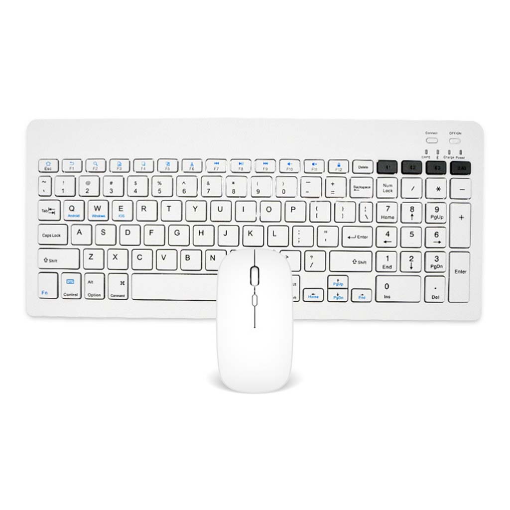 KB2858 Multi-Device Wireless Keyboard and Mouse Combo in white with sleek design, ideal for modern and minimalist setups.
