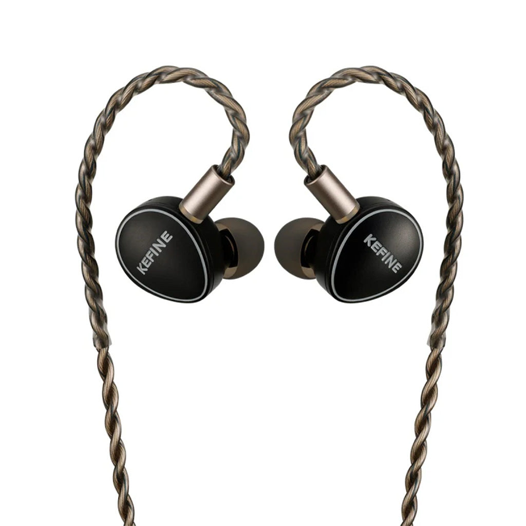 KEFINE Quatio 2DD +2BA Hybrid Drivers In Ear Monitor with braided cable and ergonomic black earpieces for high-fidelity audio performance.