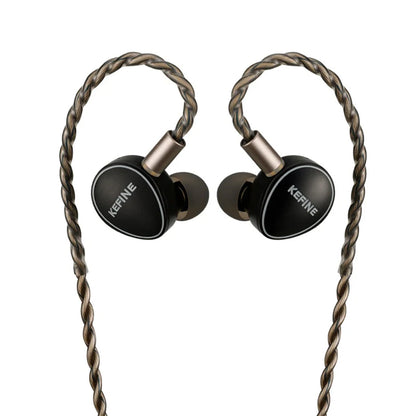 KEFINE Quatio 2DD +2BA Hybrid Drivers In Ear Monitor with braided cable and ergonomic black earpieces for high-fidelity audio performance.
