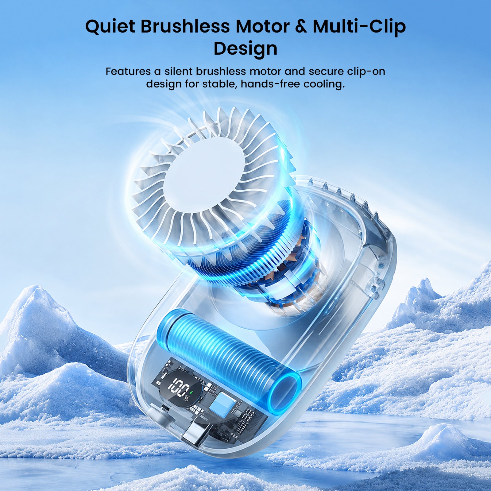 TECPHILE – KLX012 Portable Clip-On Fan USB Powered Rechargeable Mini Fan