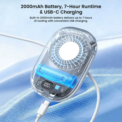 TECPHILE – KLX012 Portable Clip-On Fan USB Powered Rechargeable Mini Fan