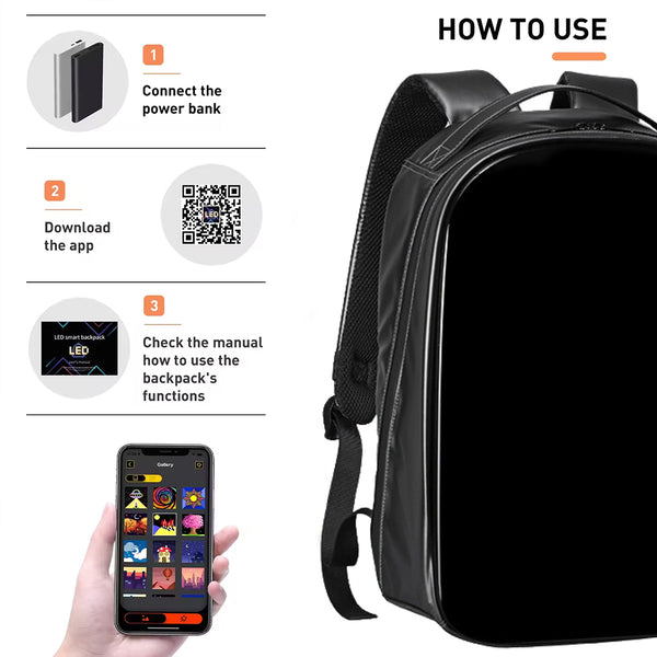 KWQ – 056 Hardshell Smart LED Riding Backpack, App Control - 3