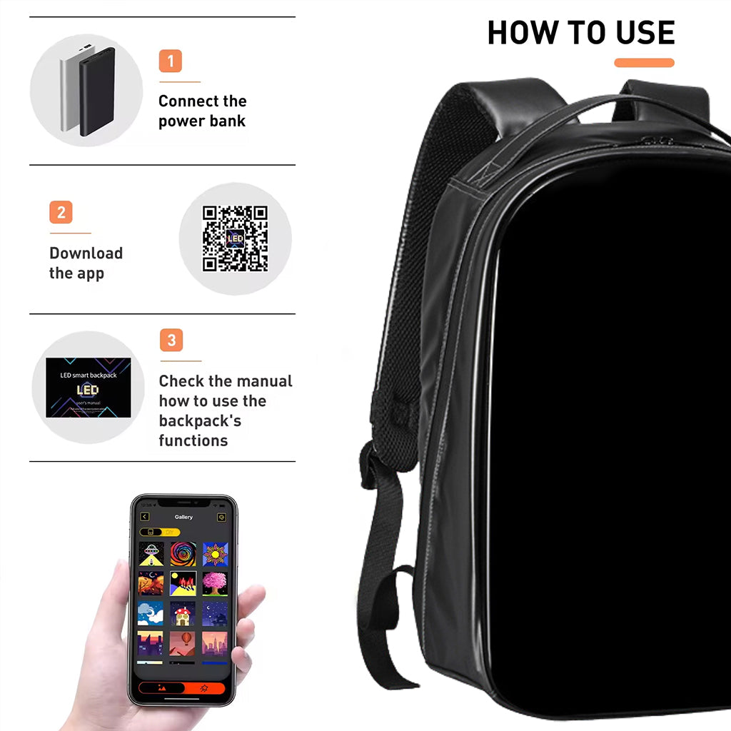 KWQ 056 20L Hardshell Smart LED Riding Backpack, App Control