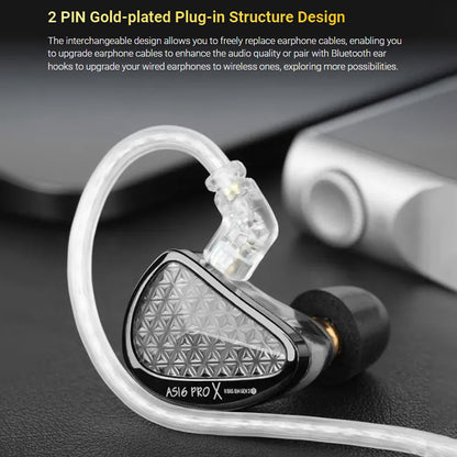 KZ AS16 Pro X 16 Balanced Armature Drivers IEM Ear Design