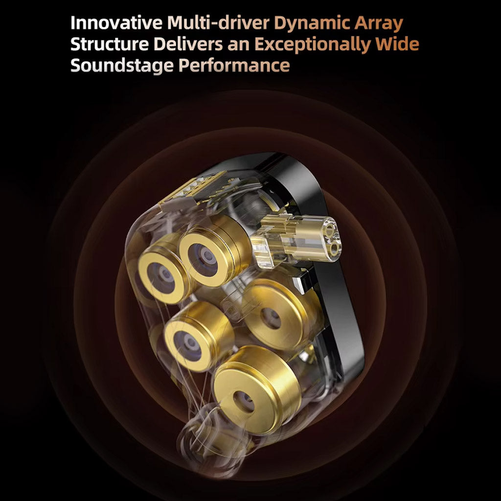 KZ Decet 10 IEM features multi-driver dynamic array structure for exceptionally wide soundstage and immersive listening.