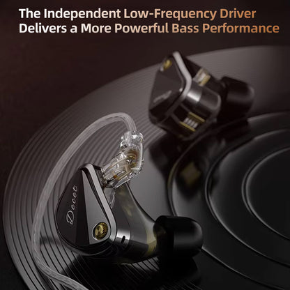 KZ Decet 10 IEM with independent low-frequency driver enhances bass performance for a powerful audio experience.