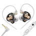 KZ EDZ in-ear monitors with transparent cables and gold accents